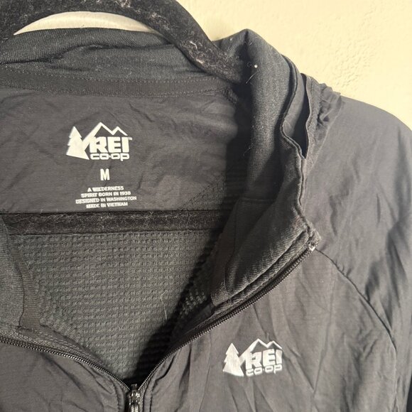 REI Men's Medium Black Windshell Lightweight Packable Hiking Athleisure Jacket - Picture 4 of 6